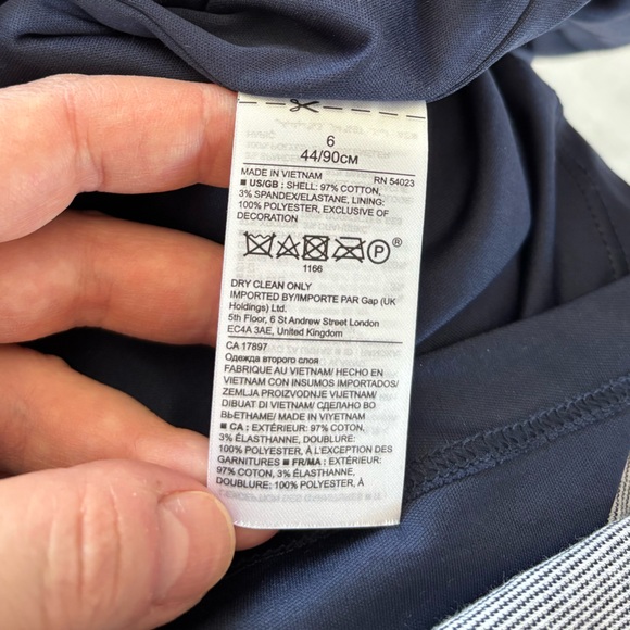 Banana Republic Navy Blue Textured Frayed Trim Fit & Flare Dress Sz 6 - Picture 9 of 11